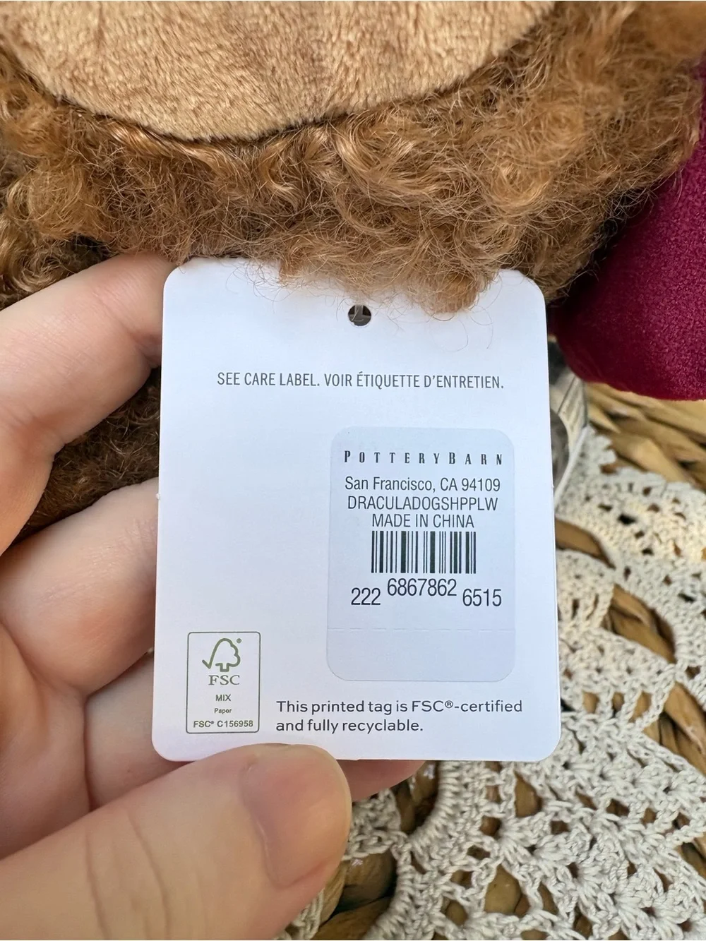 Pottery Barn Dante the Dracula Dog Shaped Pillow